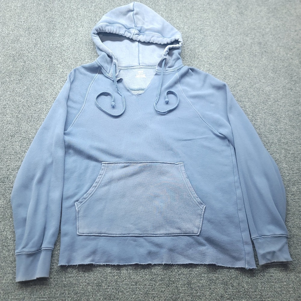 Aerie Womens Blue French Terry Raw Hem Hoodie Sweatshirt XS 4244GMG